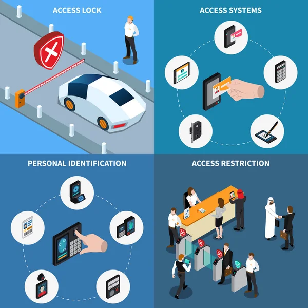 Identificación de acceso Concepto de diseño isométrico — Vector de stock