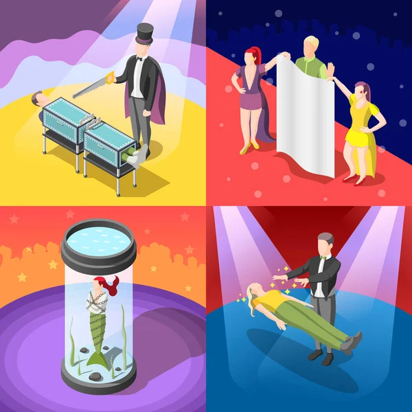 Magic Show Isometric Concept — Stock Vector