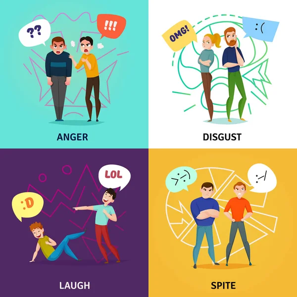 People And Emotions Concept Icons Set — Stock Vector