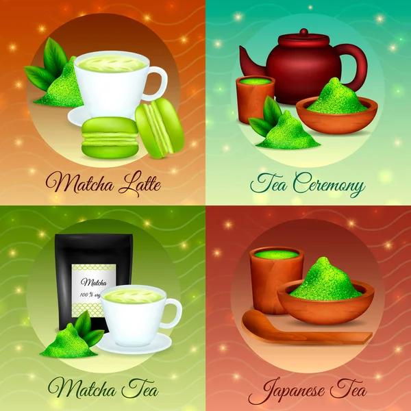 Matcha concepto realista — Vector de stock