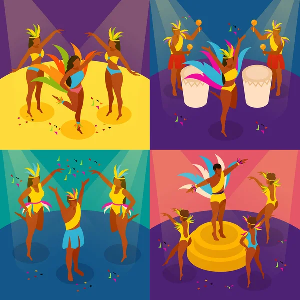 Braziliaans Carnaval Concept Icons Set — Stockvector