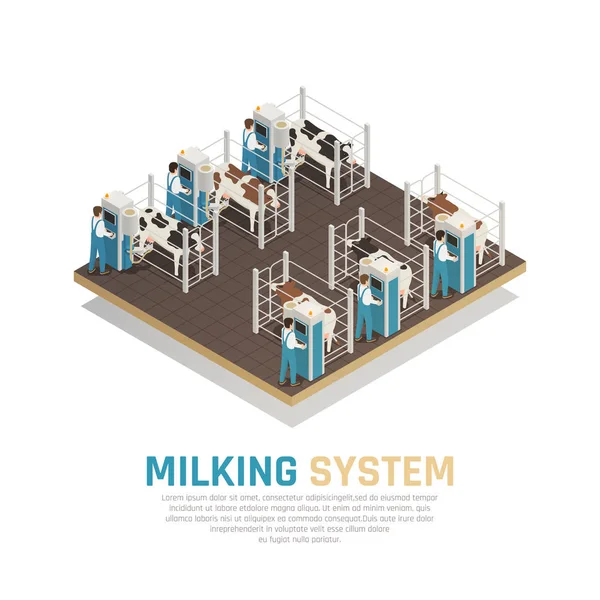 Mjölkning drift fabriken bakgrund — Stock vektor