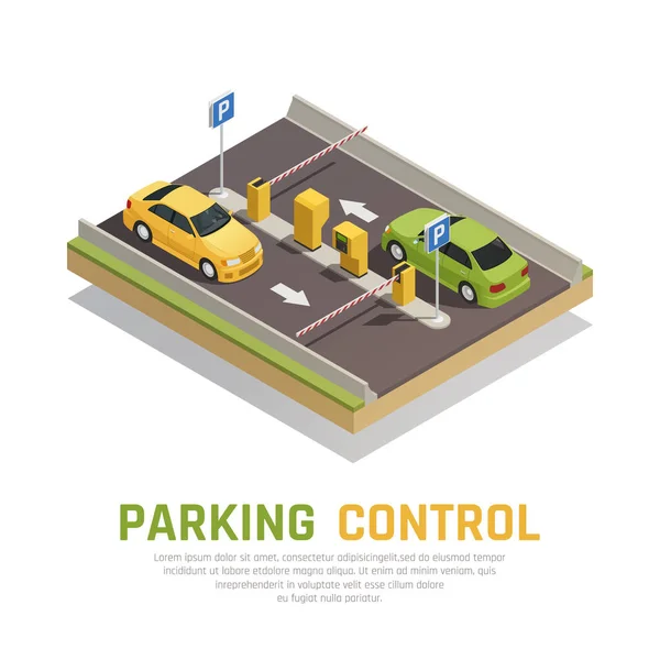 Parkolás Gate Control háttér — Stock Vector
