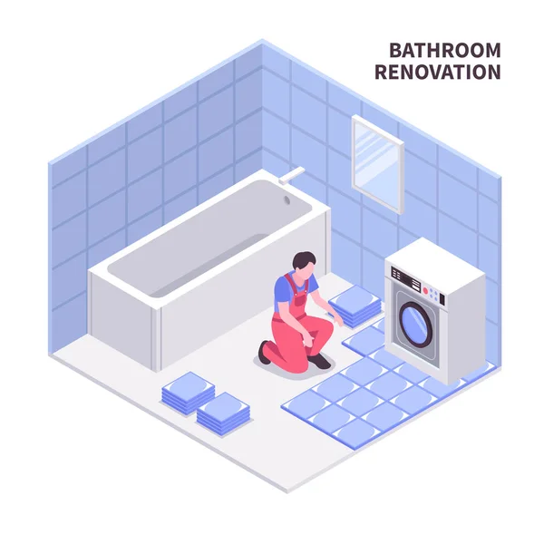 Bath Room Reparar Composição Isométrica —  Vetores de Stock