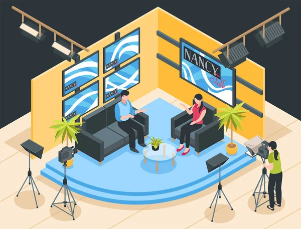 TV-Studio isometrische illustratie — Stockvector