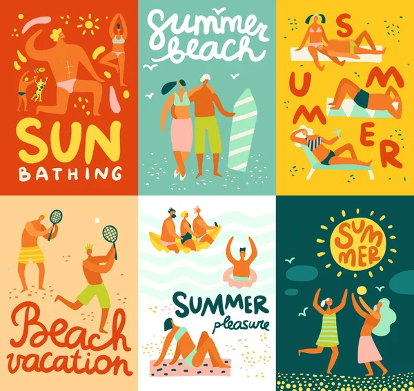 Vacation Flat Cards — Stock Vector