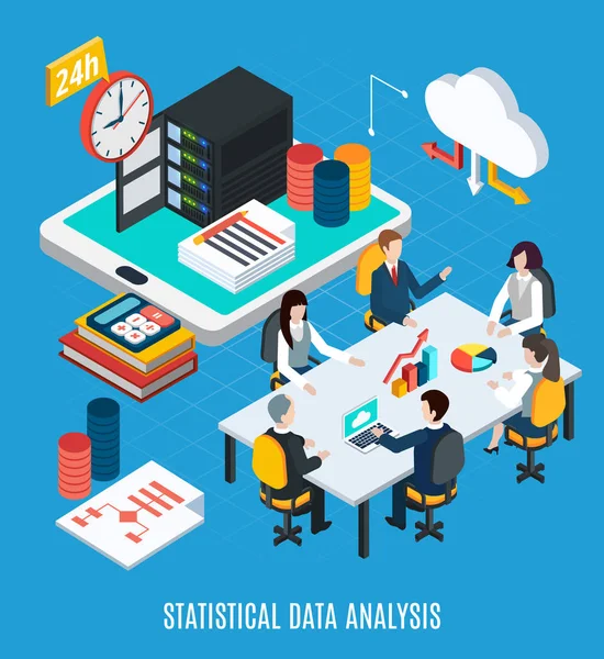 Statistiska Data analys isometrisk bakgrund — Stock vektor