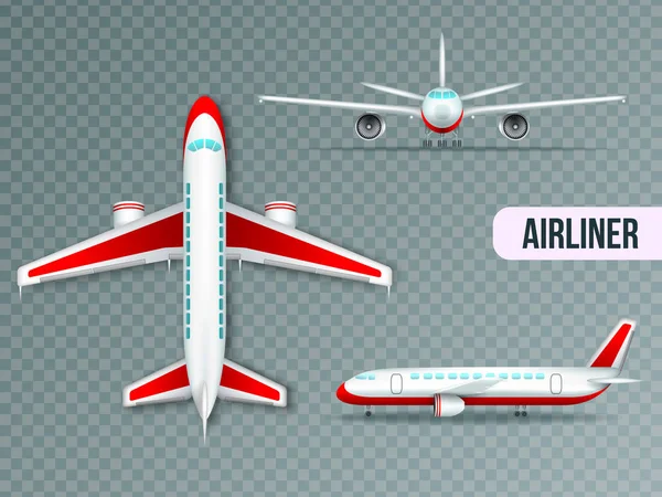 Avión Vistas Realista conjunto — Vector de stock