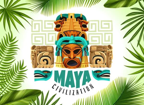 Poster horizontal de civilización maya — Archivo Imágenes Vectoriales