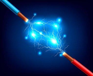 Elektrik kablolar gerçekçi kompozisyon yıldırım