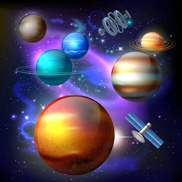 Planet Galaxy Realistic Composition — Stock Vector