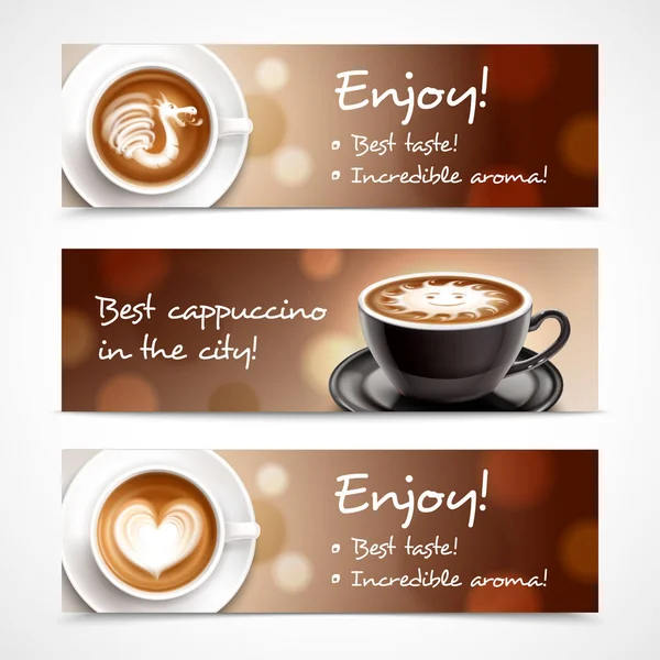 Kaffee Werbung horizontale Banner — Stockvektor