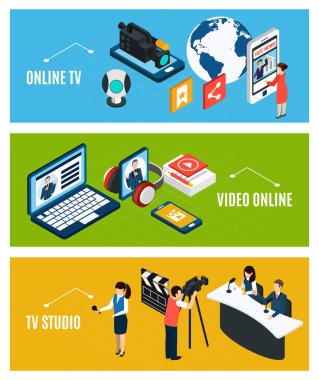 İzometrik Video afiş kümesi