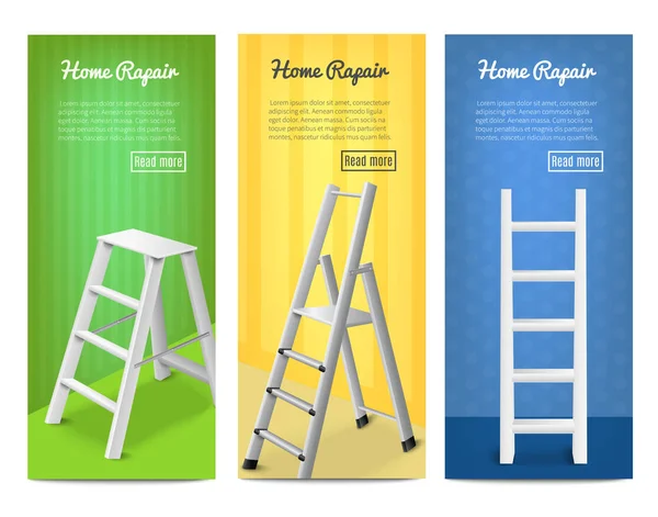 Ladders Realistic  Banners Set — Stock Vector