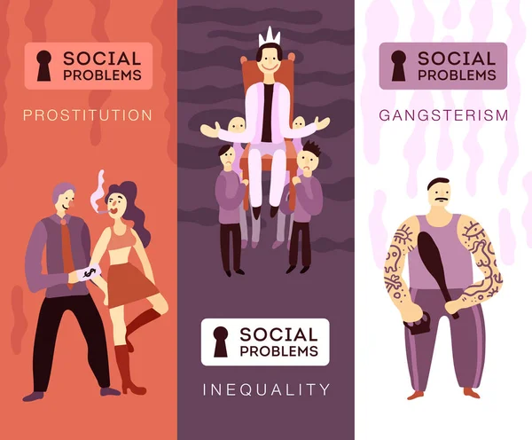 Вертикальные баннеры социальных проблем — стоковый вектор