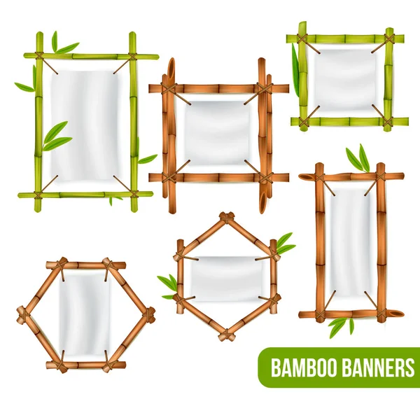 Ensemble de bannières de cadres en bambou — Image vectorielle