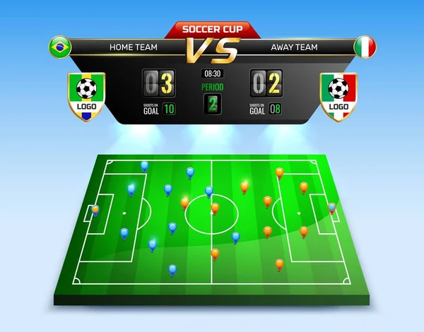 Composizione del torneo di calcio trasmesso — Vettoriale Stock