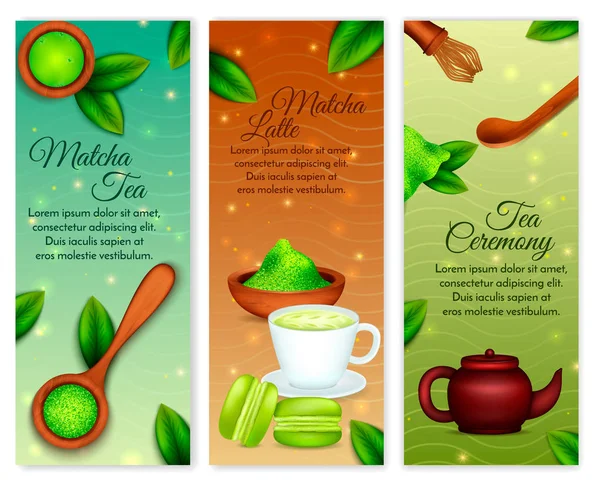 Banners verticales Matcha — Vector de stock