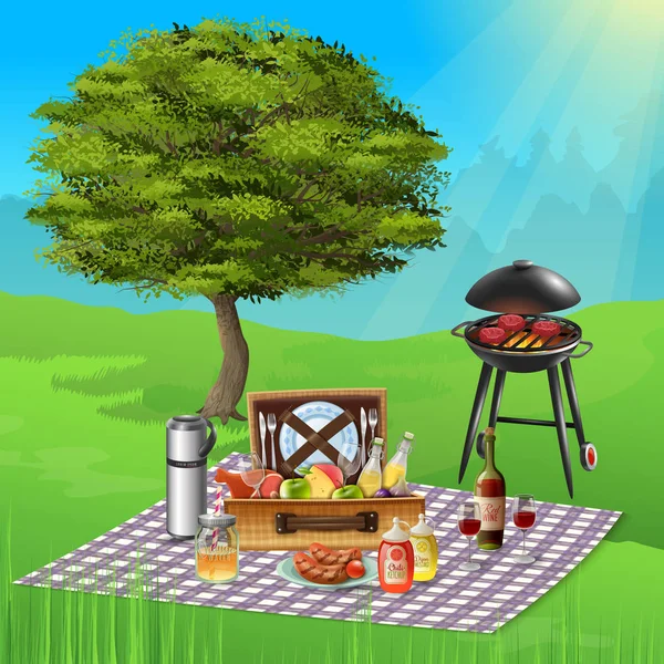 BBQ realistisk Illustration — Stock vektor