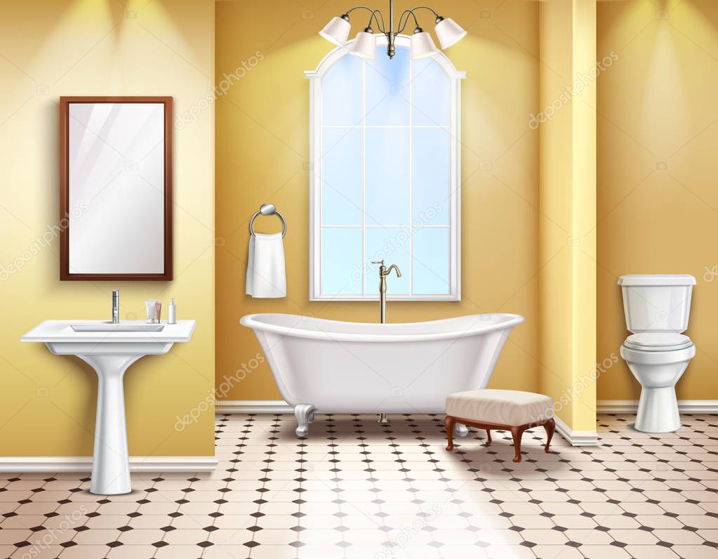 Simple Bathroom Interior Realistic Composition