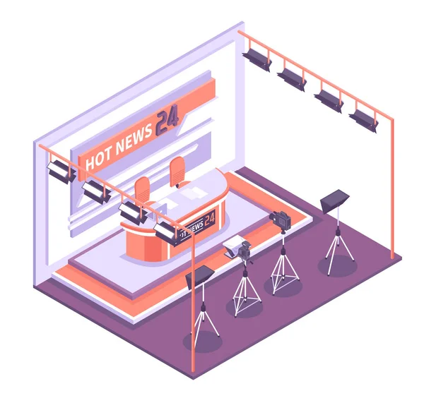 Tv Studio Isometric Concept — Stock Vector