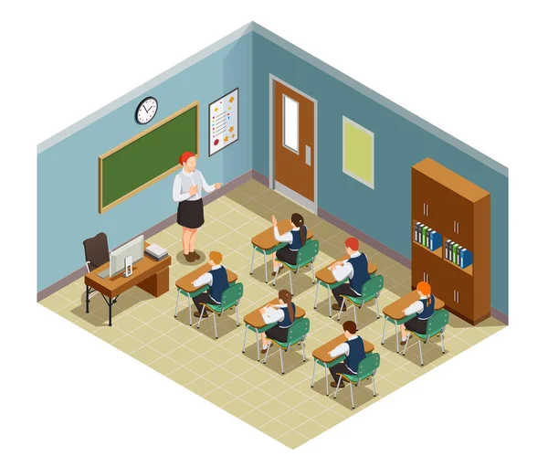 Classroom Hour Isometric Composition — Stock Vector