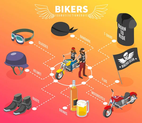 Bikers Life Diagrama de flujo Composición — Vector de stock