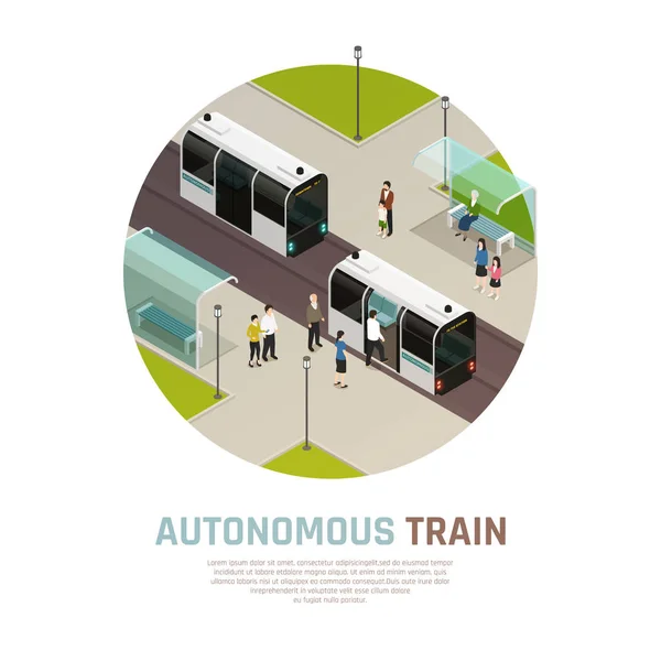 Izometryczne skład pociągu autonomiczne — Wektor stockowy