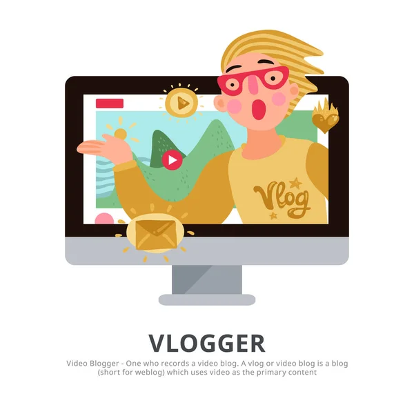 Ilustração de fundo do Vlogger —  Vetores de Stock