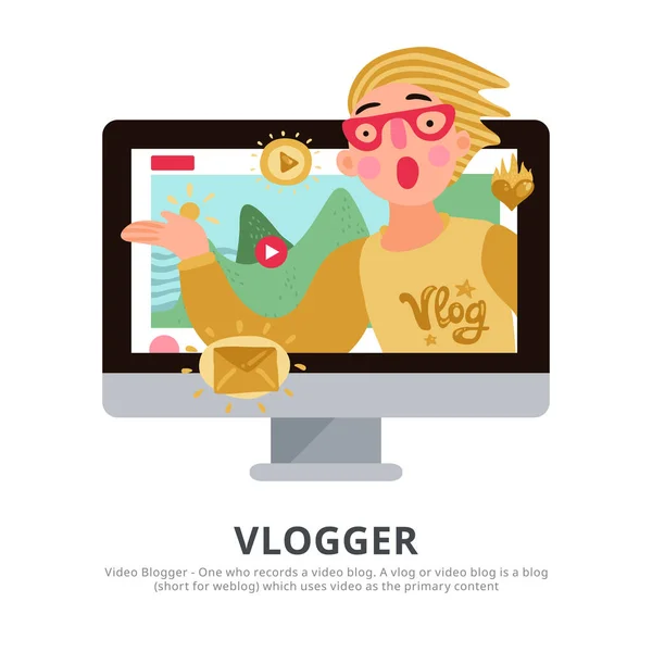 Vlogger Hintergrundillustration — Stockvektor