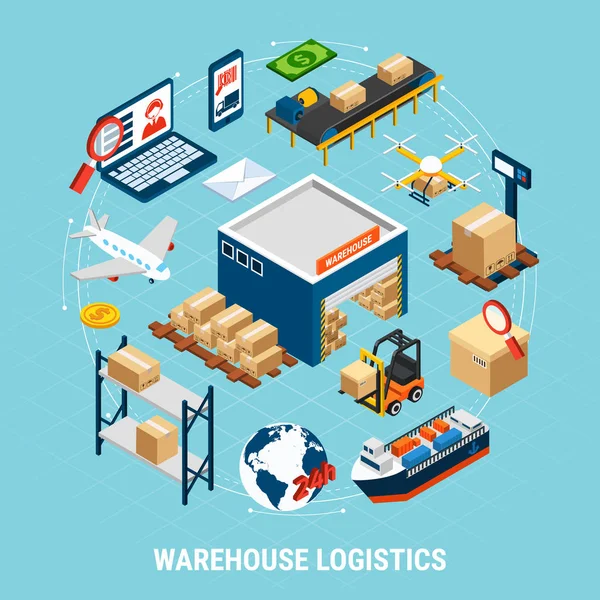 Concept isométrique logistique — Image vectorielle