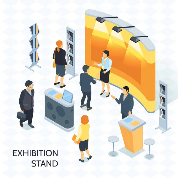 Exhibition Stand Isometric Vector Illustration — Stock Vector