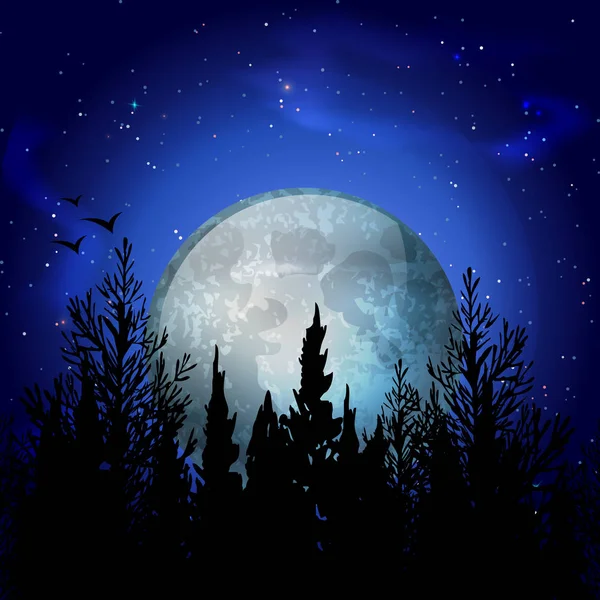 Skład realistyczny księżyc lasów — Wektor stockowy