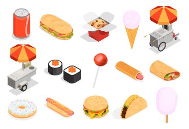 Sokak gıda Icons set 