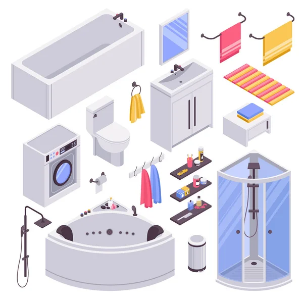 Isometrisches Set für Badezimmer — Stockvektor