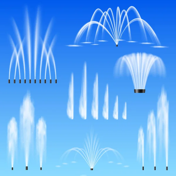 Реалистичный набор фонтанов — стоковый вектор
