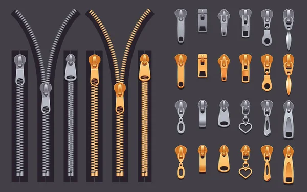 Conjunto realista de cremallera — Archivo Imágenes Vectoriales