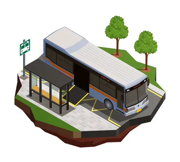 Accessible Bus Isometric Composition — Stock Vector