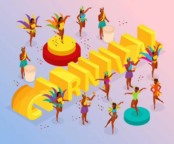 Ilustración isométrica del carnaval brasileño — Vector de stock