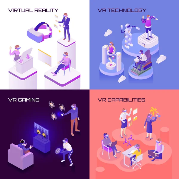 Conceito de Design Isométrico de Realidade Virtual — Vetor de Stock