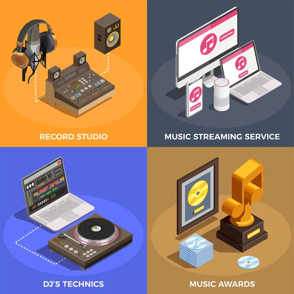 Musik industrin konceptet ikoner Set — Stock vektor