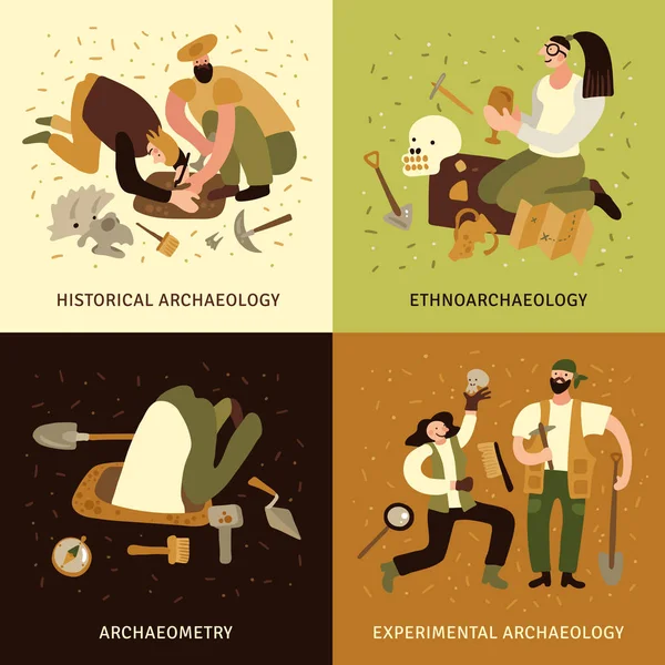 Set di icone concettuali di archeologia — Vettoriale Stock