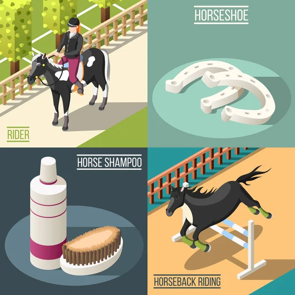 Equestrian Sport 2x2 Design Concept — Stock Vector