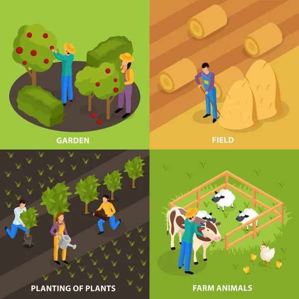 Conceito de Design de Vida dos Agricultores —  Vetores de Stock