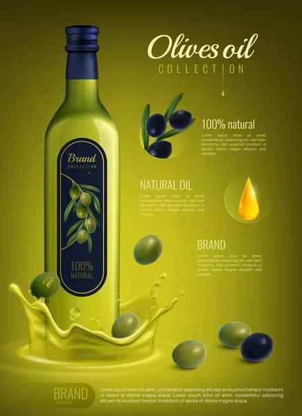 Рекламная композиция оливкового масла — стоковый вектор