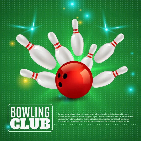 Bowling Club 3D Composition — Stock Vector