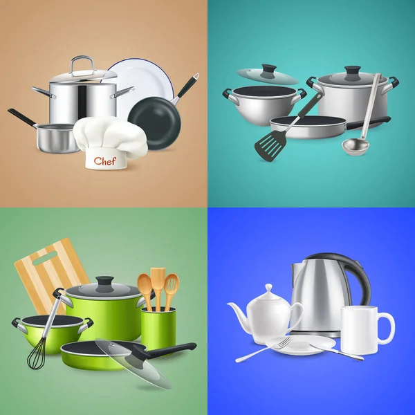 Realistische keuken Tools Design Concept — Stockvector