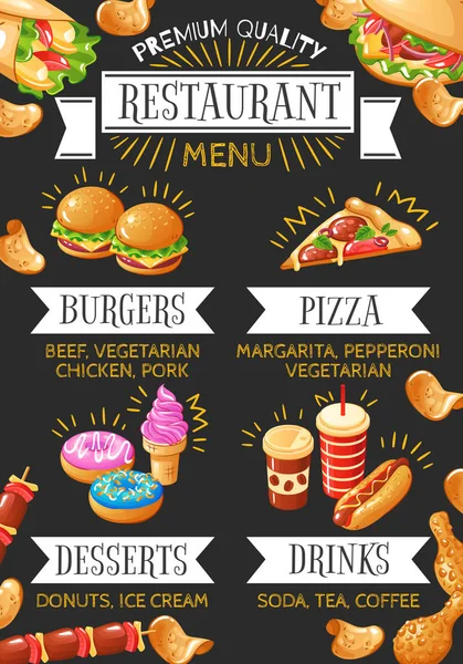 Menu restaurante fast food —  Vetores de Stock