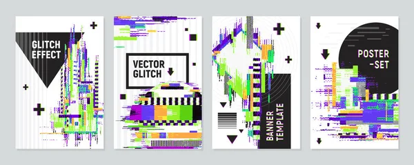 Zestaw plakatów z mocą Glitch — Wektor stockowy