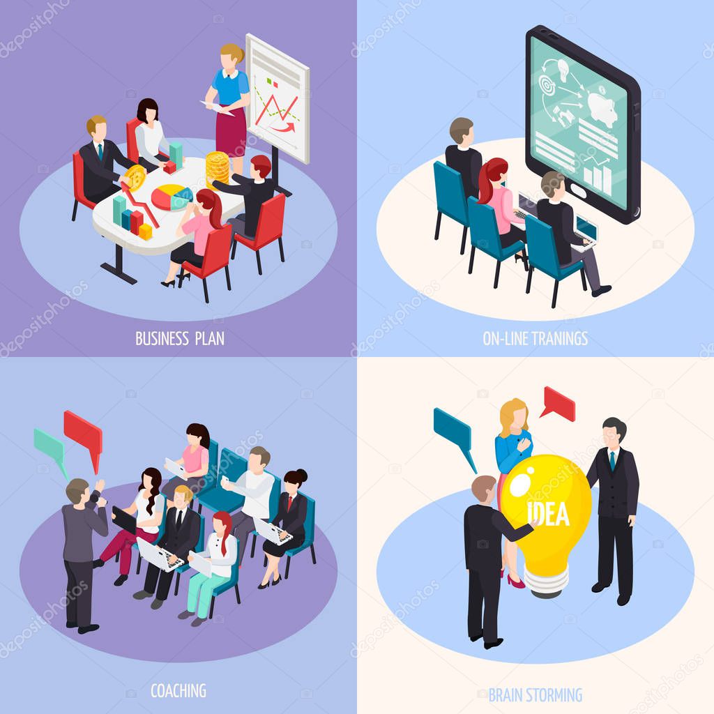 Business Coaching Isometric Design Concept